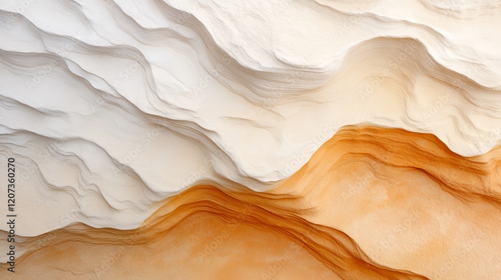 Poster abstract representation of flowing lines and soft textures in warm earth tones and neutral shades, e