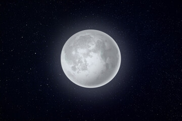 Obraz premium Full Moon in a Starry Night Sky, Created with Generative AI technology