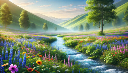 希望に満ちた春の小川と草花のハーモニー。
癒しと安らぎを届ける春の風景。
解放感を表現した空と大地。
色彩が織りなす幸福のパノラマ。
喜びと希望を描いた色鮮やかな風景。
Generated by AI.
