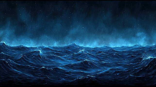 Dark Ocean Under a Starry Night - Powered by Adobe