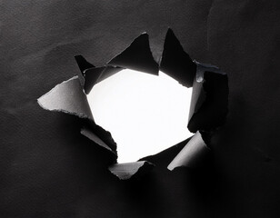 Torn Black Paper Reveals White Background, Abstract Texture
