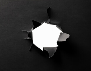 Torn Black Paper Reveals White Background, Abstract Texture