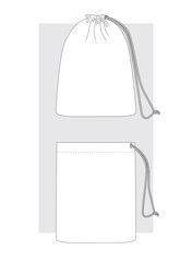 Package with a tightening cord. Technical sketch. Vector ullustration.