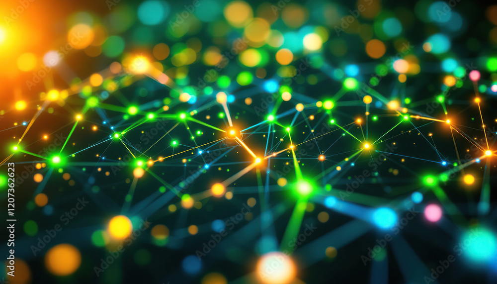Poster abstract network nodes illuminate dark space