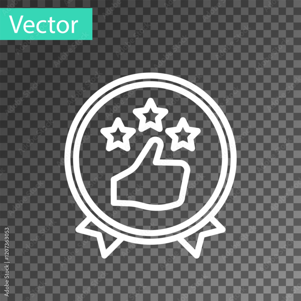 Poster white line consumer or customer product rating icon isolated on transparent background. vector illus