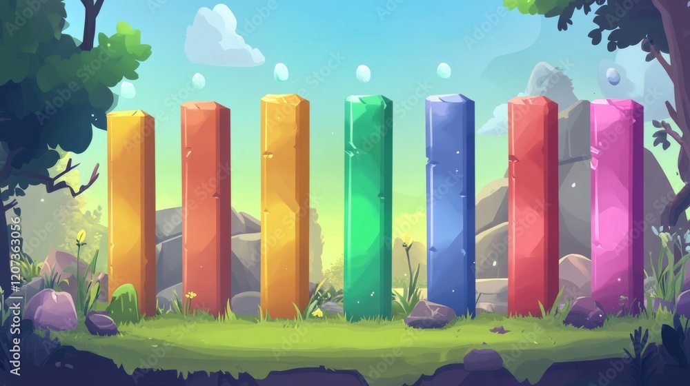 Poster game ui loading progress bars vector set, cartoon interface design elements. status and resources sc