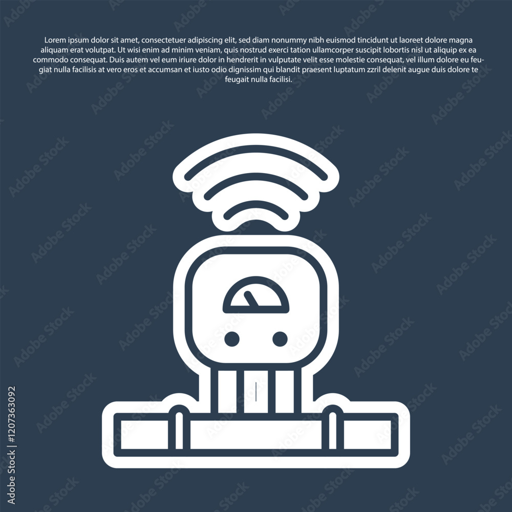 Poster blue line smart sensor system icon isolated on blue background. internet of things concept with wire