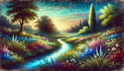 希望に満ちた春の小川と草花のハーモニー。
癒しと安らぎを届ける春の風景。
解放感を表現した空と大地。
色彩が織りなす幸福のパノラマ。
喜びと希望を描いた色鮮やかな風景。
Generated by AI.
