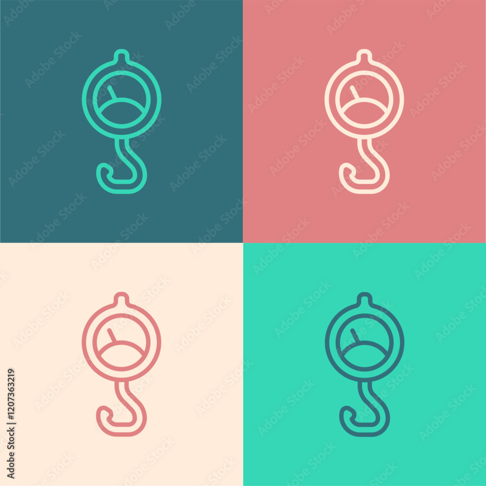 Poster pop art line spring scale icon isolated on color background. balance for weighing. determination of 