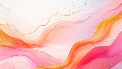 Abstract Pink and Gold Fluid Art Background with Glitter Texture