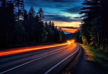 This is a stunning long exposure photograph capturing a highway at night
