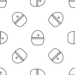 Grey line Kitchen timer icon isolated seamless pattern on white background. Egg timer. Cooking utensil. Vector