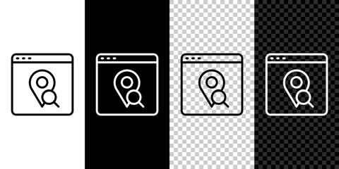 Set line Infographic of city map navigation icon isolated on black and white, transparent background. Mobile App Interface concept design. Geolacation concept. Vector