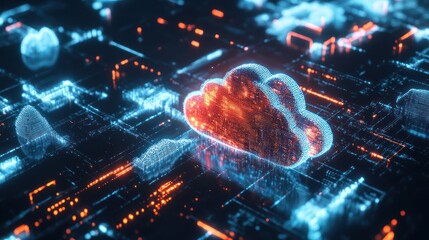 Abstract Digital Cloud Computing Concept