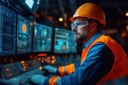 Engineer monitoring technology in an industrial setting.