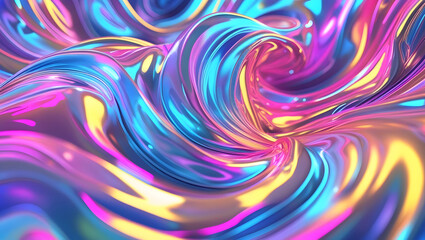 Fototapeta premium Abstract Colorful Metallic Wavy Background - Vibrant and Modern Design