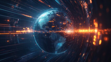 Fototapeta premium Digital Globe with glowing lights