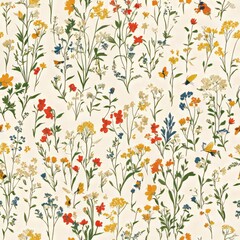 A Delicate Array Of Pressed Wildflowers And Insects