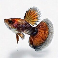 Fototapeta premium Colorful betta fish swimming gracefully on white background