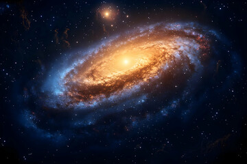 Fototapeta premium Majestic Spiral Galaxy in Deep Space: A Cosmic Tapestry of Stars and Nebulae