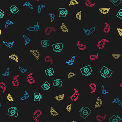 Set line Electric jigsaw, Circular blade, circular and on seamless pattern. Vector