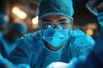 Doctors conducting an operation in a well-equipped medical facility