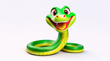 Happy green snake in white background, Happy Lunar New Year, traditional asian festival