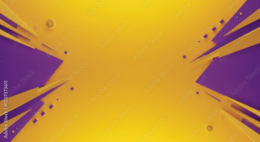 Poster dynamic abstract yellow and purple geometric background with sharp angles and shapes