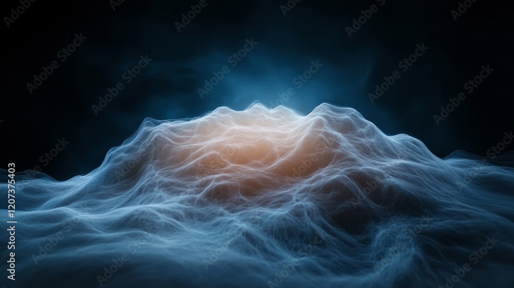 Poster ethereal abstract landscape of flowing light and color with soft waves, perfect for backgrounds, dig
