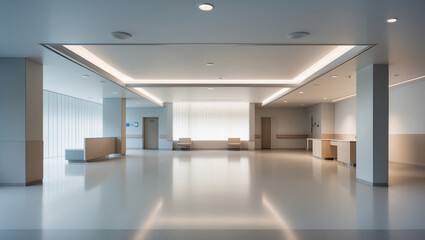 The spacious modern lobby showcases the beautiful surfaces of a minimalist hotel