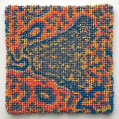 Textured Tapestry Abstract This unique, textured artwork adds a vibrant and tactile dimension to any space. Its rich colors and intricate pattern draw the eye and spark conversation. Perfect for