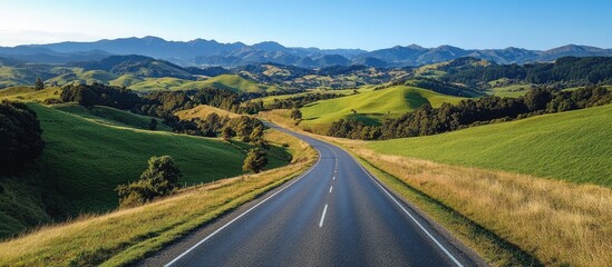 Scenic Road Trip Through Rolling Hills and Mountains