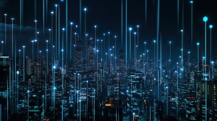 Obraz premium Cityscape with Digital Connections
