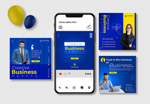 Business Social Media Post Layout With Blue Color