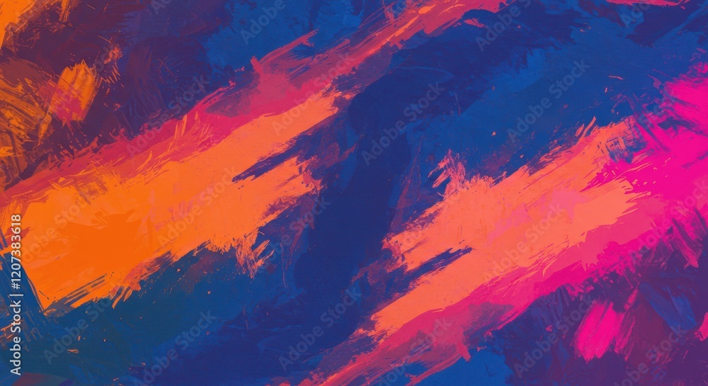 Poster vibrant abstract brush stroke pattern with bold colors in dynamic design