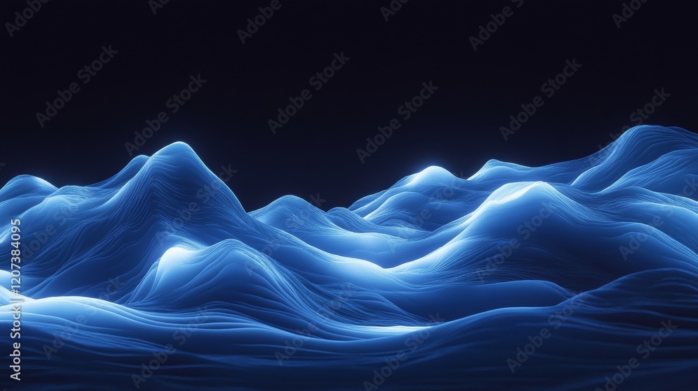 Poster abstract vector background with smooth shiny blue waves