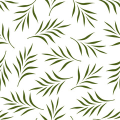 Seamless vector pattern with green palm leaves. Tropical ornament for wallpaper or textile.