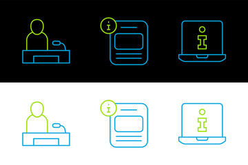 Set line Information, Television report and icon. Vector