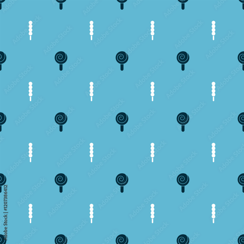 Poster set lollipop and on seamless pattern. vector