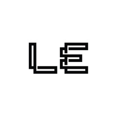 LE monogram logo design letter text name symbol monochrome logotype alphabet character simple logo