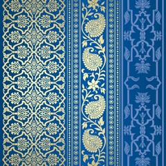 wedding card design, traditional paisley floral pattern , royal India	