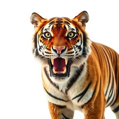 Fototapeta premium Tiger looking surprised, isolated on a white background