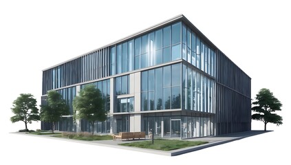 Obraz premium Modern Office Building with Lush Landscaping