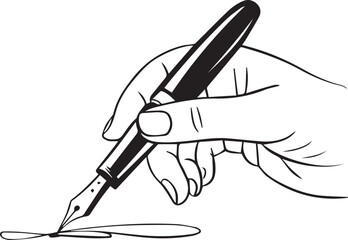 Hand Holding a Fountain Pen Drawing a Line