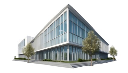 Fototapeta premium Modern Office Building Exterior with Lush Landscaping