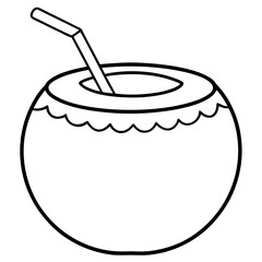 Coconut Drink Line Art