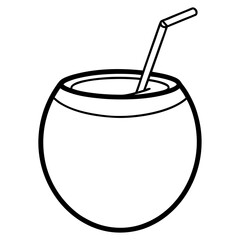 Coconut Drink Line Art