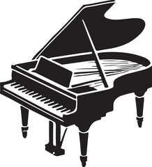 Piano silhouette vector art illustration. Piano vector icon.