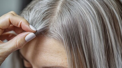 Fototapeta premium A stegrey hair, featuring hair dye application, tools, and before-and-after results for a polished look