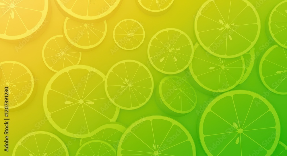 Poster vibrant gradient citrus slices pattern with lemon and lime